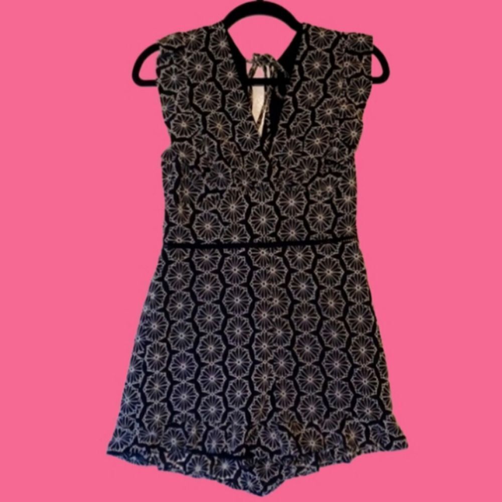 Sugar + Lips Amora Sleeveless Crochet Black/White Romper